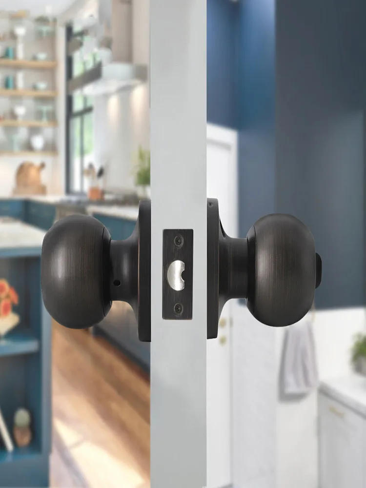 Description Picture 2 of itemAmerican style round door handles for Interior Door Privacy Lock for Bedroom wooden gate Oil rubbed door Handle set