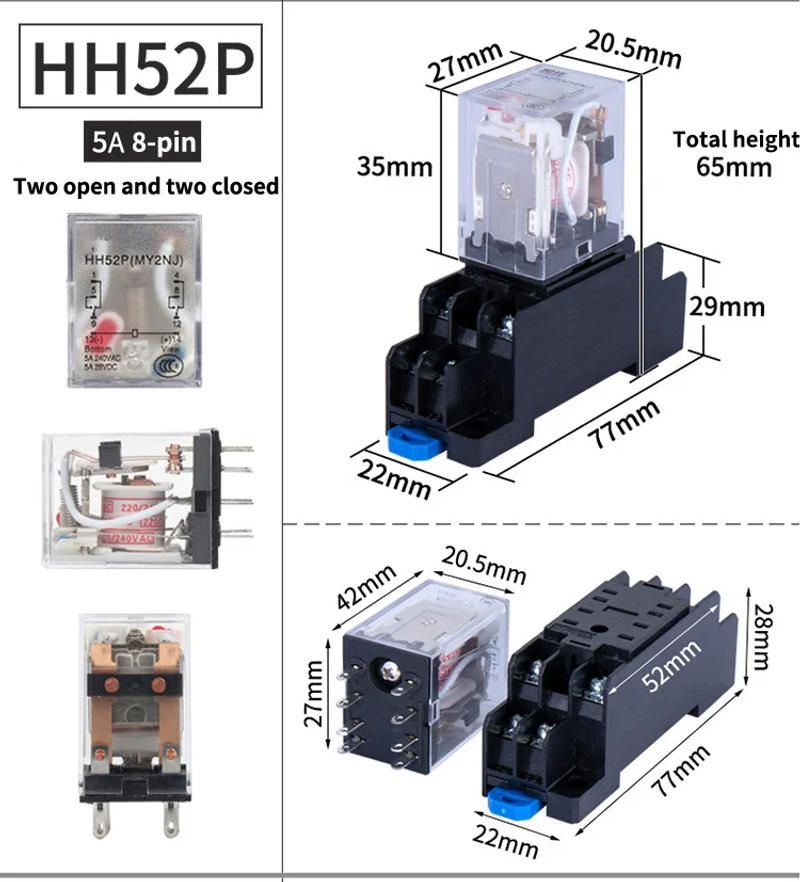 Description Picture 3 of item220/240V AC 10A 8PIN Coil Power Relay LY2NJ HH62P HHC68A-2Z With Socket Base 8Pin Miniature Relay