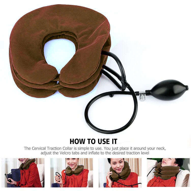 Description Picture 4 of itemU Shape Neck Pillow Air Inflatable Pillow Cervical Neck Head Pain Traction Support Soft Brace Home Camping Travel Accessories