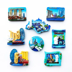 Country Fridge Magnets Singapore Merlion Decorative Resin Sticker Fridge Magnet Sticker World Travel Souvenir Magnetic