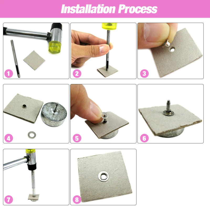 Description Picture 2 of item50pcs 8mm Hole Metal Eyelets Grommets with Washer Punch Set Tool Diy Leathercraft Accessories Clothes Shoes Belt Cap Bag Tags