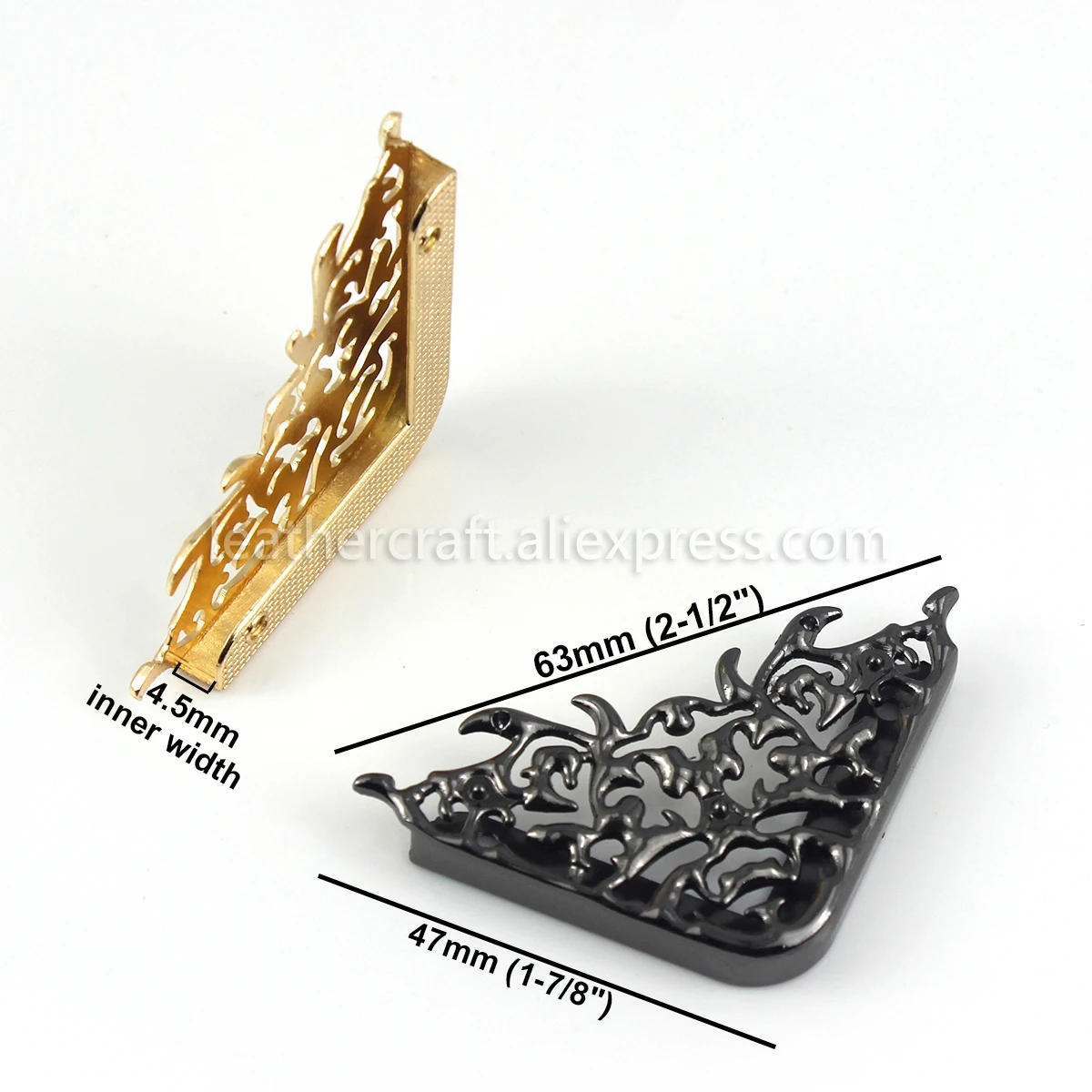 Description Picture 2 of item2pcs Metal Bag Corner Protectors With Screws for Leather Craft Purse Flap Handbag Book Photo Album DIY Decor Flower Pattern