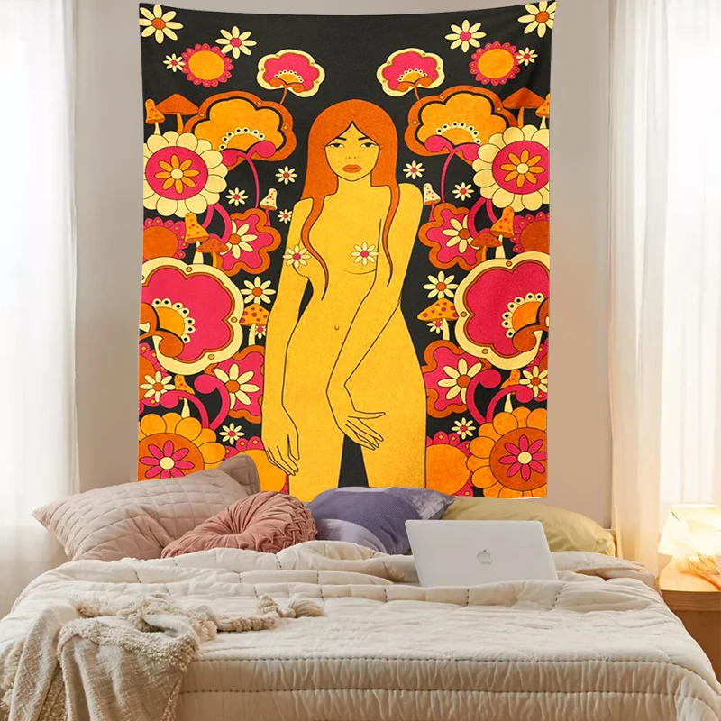 Description Picture 3 of item80S Vintage Wall Tapestry Hanging Decor Vintage 80S Girls Dorm Wall Art Decor Home Floral Art Carpet Retro Wall Hanging Decor
