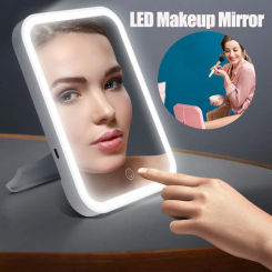 Led Makeup Mirror With Light Touch Rechargeable Vanity USB Powered Desktop Portable Bathroom Toilet Decorat Dressing Table Lamp