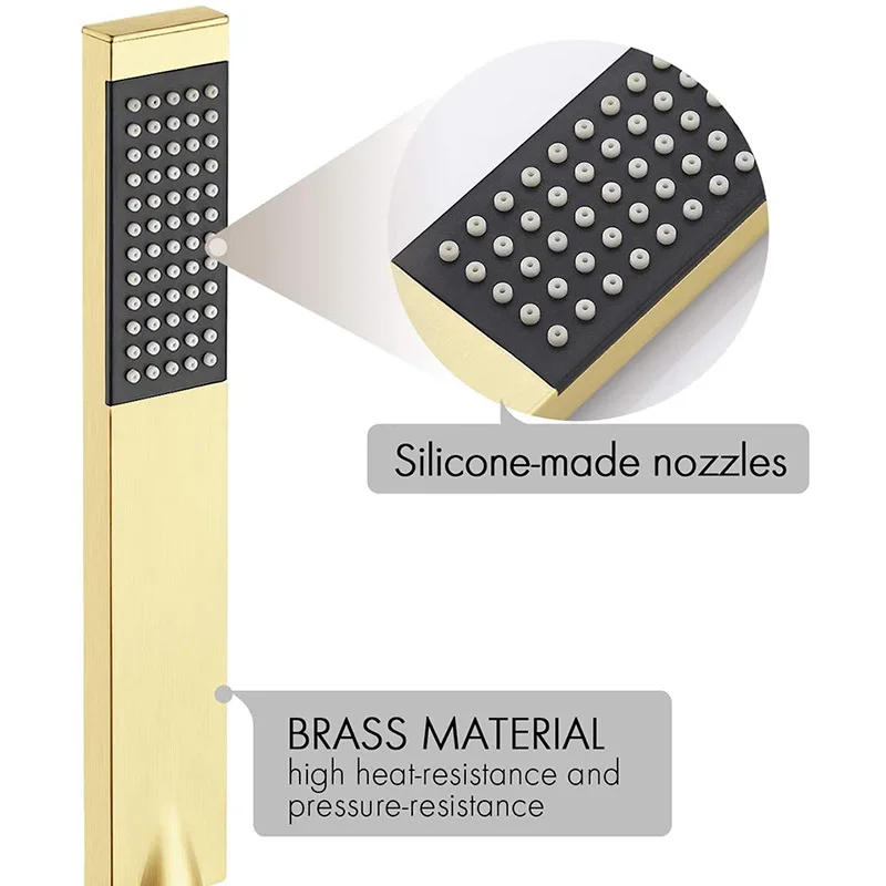 Description Picture 4 of itemBrass Solid Bathroom Shower System Rianfall Head Faucet Wall Mounted Arm Shower Set