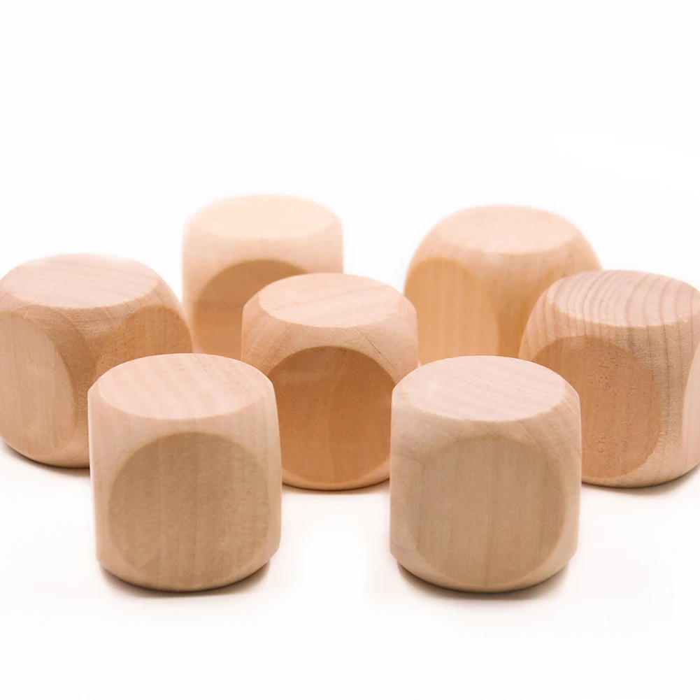 Description Picture 4 of item40mm 6 Sided Blank Wood Dice Wooden DIY Crafts Party Family Game Printing Engraving Kid Toys Cube Dice Entertainment Accessories