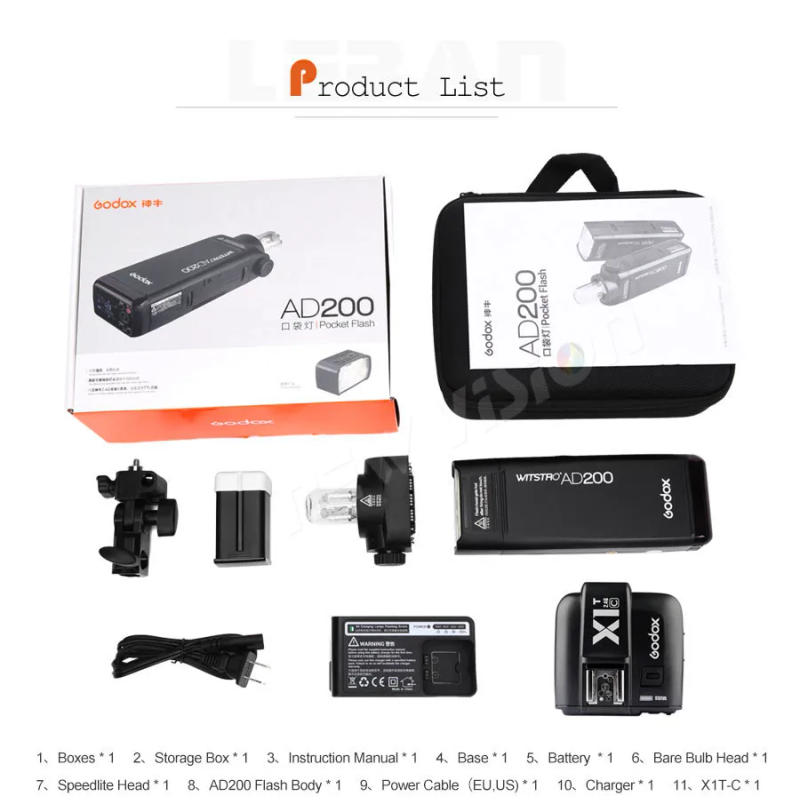 Description Picture 4 of itemGodox AD200 200Ws GN60 High Speed Sync Pocket Flash + Godox X2T-C/N/S/F/O Transmitter for Canon Nikon Sony Fuji Olympus Camera