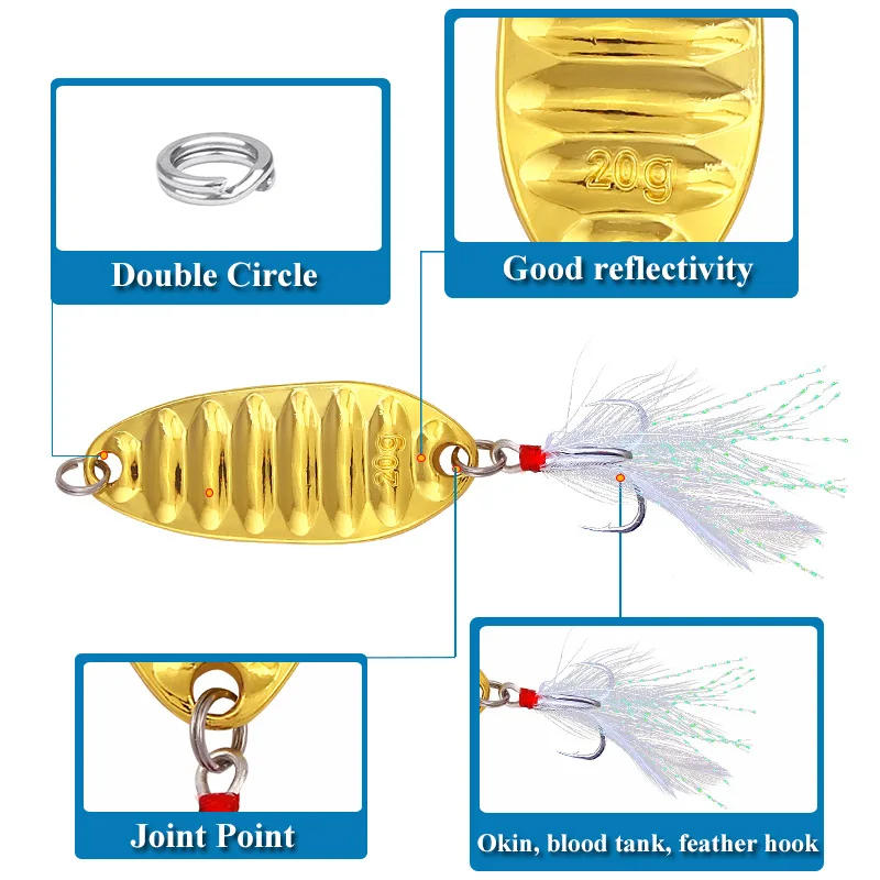 Description Picture 3 of item1pcs Lure Spoon Fishing Lures Pesca Wobblers Spinner Baits Shads Sequin Metal Jigging For Carp Fishing Topwater Isca Bass