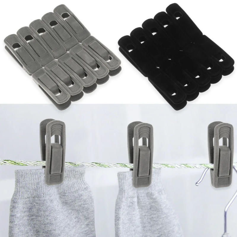 Description Picture 6 of item10pcs/set Non Slip Velvet Hangers Clips for Velvet Flocked Trouser Coat Hanging Hooks Space Saving Clothes Clip Drying Racks
