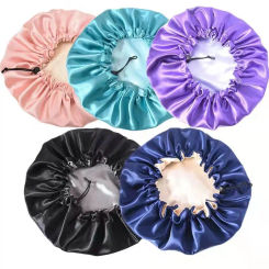 Reversible Satin Bonnet Hair Caps Double Layer Adjust Sleep Night Cap Head Cover Hat For Curly Springy Hair Styling Accessories