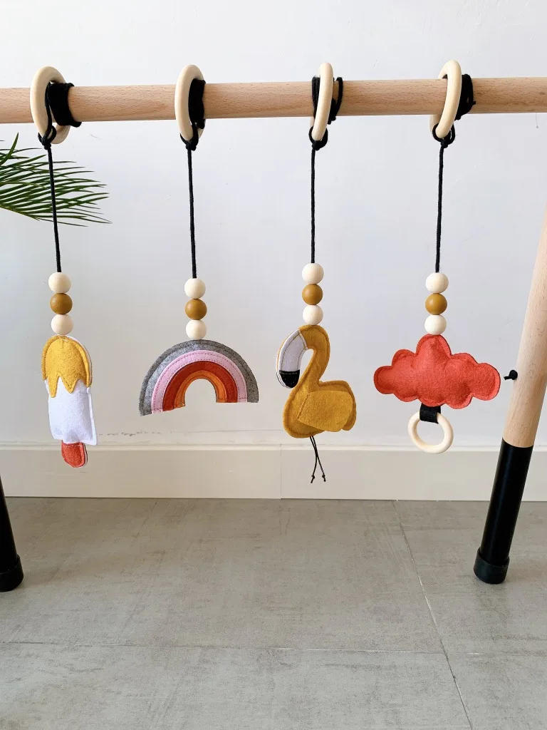 Description Picture 6 of itemBaby Play Gym Frame Wooden Beech Activity Gym Frame Stroller Hanging Pendants Toys Teether Ring Nursing Rattle Toys Room Decor