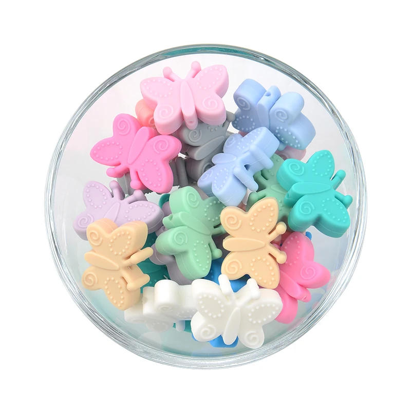 Description Picture 4 of itemLOFCA 5PCS Butterfly Beads Silicone BPA Free Baby Teether Accessories For Teething Necklace Pacifier Clip DIY Nusring Gift Chew