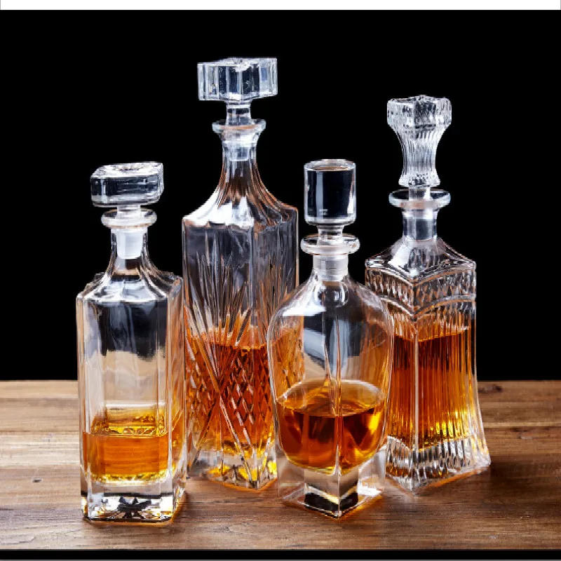 Description Picture 4 of item500-700ml European Whisky Bottle Multi Purpose Decanter Lead-free Crystal Art Wine Pot Vodka Spirit Pouring Hip Flask