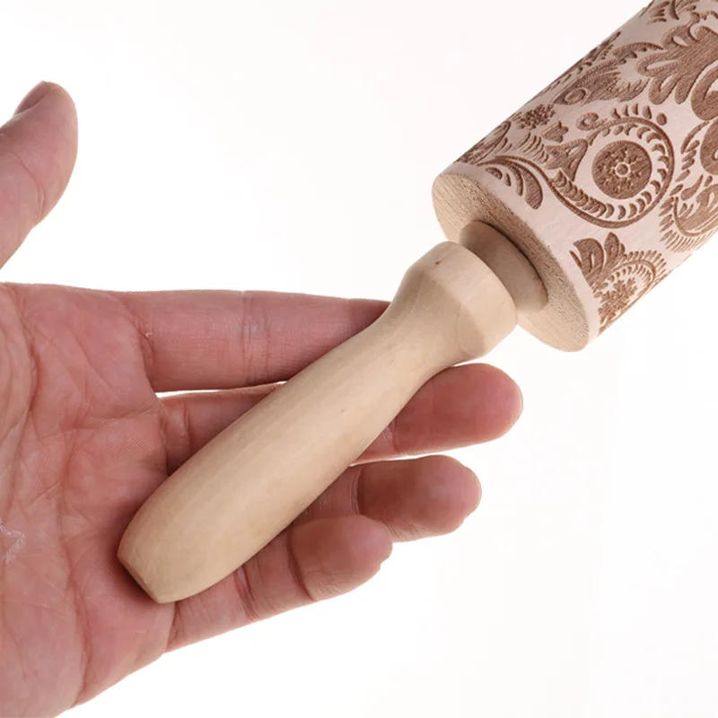 Description Picture 3 of item1PC Embossing Engraved Rolling Pin Baking Tool Cookie Fondant Cake Dough Roller Patterned Rolling Pin Kitchen Accessories