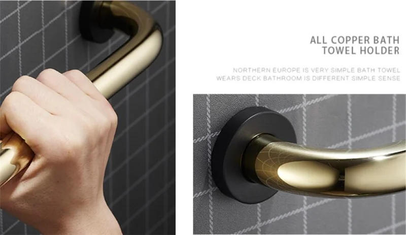 Description Picture 5 of itemSoild Brass Bathtub Armrest Bathroom Safety Handle Gold Bath Stairs Barrier Free Elderly Antiskid Toilet Copper Handrail 35/45CM