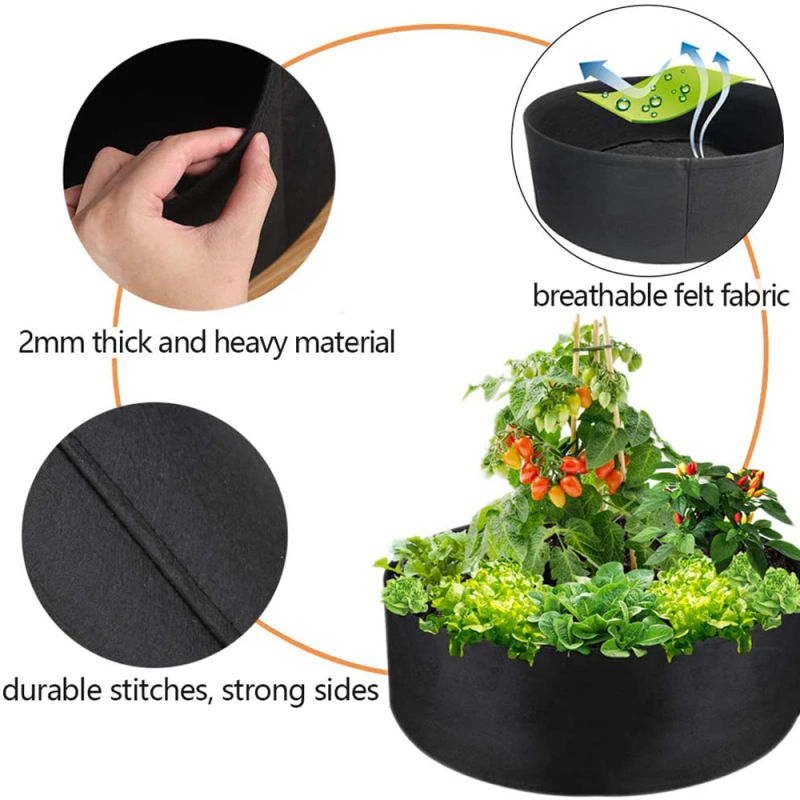 Description Picture 6 of item10/40/50/100 Gallons fabric garden raised bed round planting container grow bags fabric planter pot for plants nursery pot