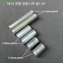 10pcs/lot M14 Dental Tube with 1.0mm or1.5mm Tooth Pitch Full Hollow Threaded Tube Connection Pipe for DIY Table Lamp/floor Lamp