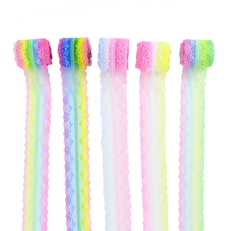 Description Picture 6 of item35mm 5Yards Beautiful Rainbow Color Lace Ribbon Trim Lace Fabric For DIY Embroidered Sewing Garment Accessories Handmade Decor