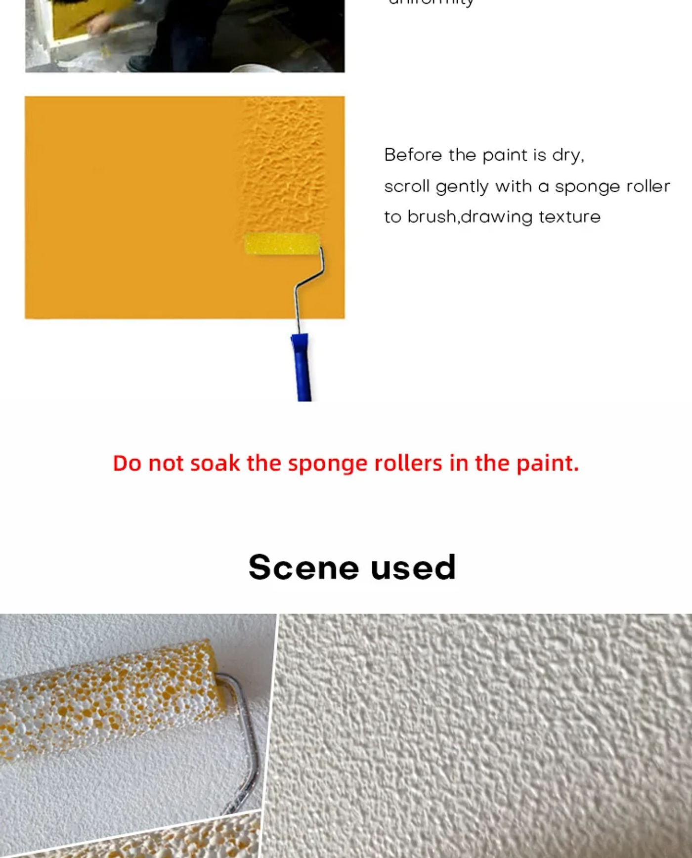Description Picture 4 of item7inch 8inch Foam Roller Brush Pattern Paint Rollers for Wall Decroation Wall Art Painting Tools Textured Roller Polyester