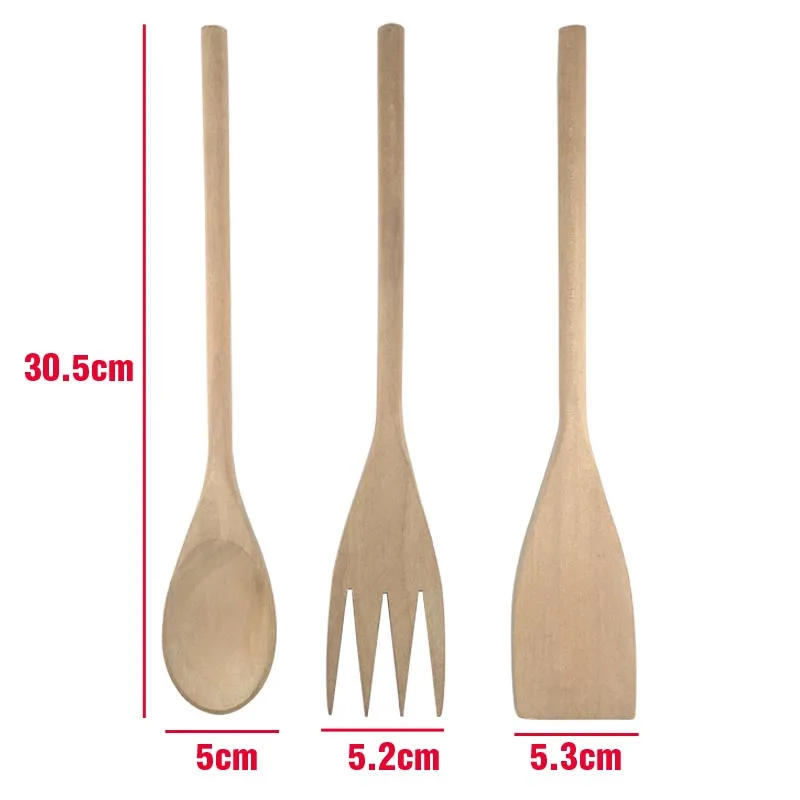 Description Picture 5 of itemWooden Kitchen Utensils Solid Wood Gadget Spoon Fork Turner Spatula Natural Kitchen Tools