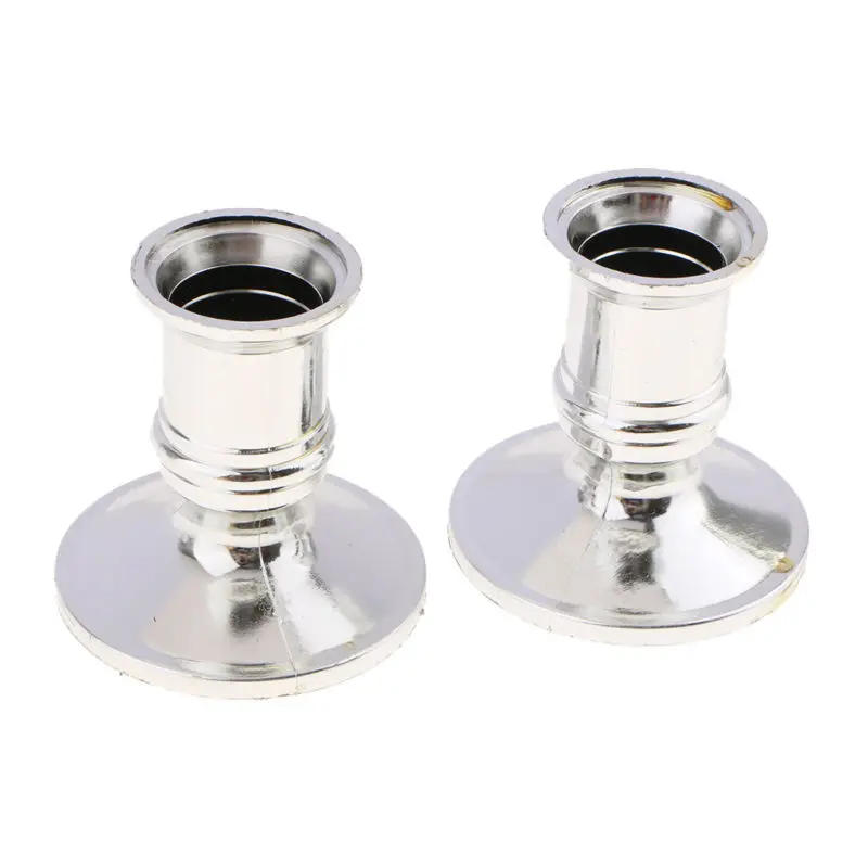 Description Picture 6 of item2pcs Sliver Pillar Candle Base Taper Candle Holder Candlestick Christmas Wedding Party Table Ornaments Home Decoration
