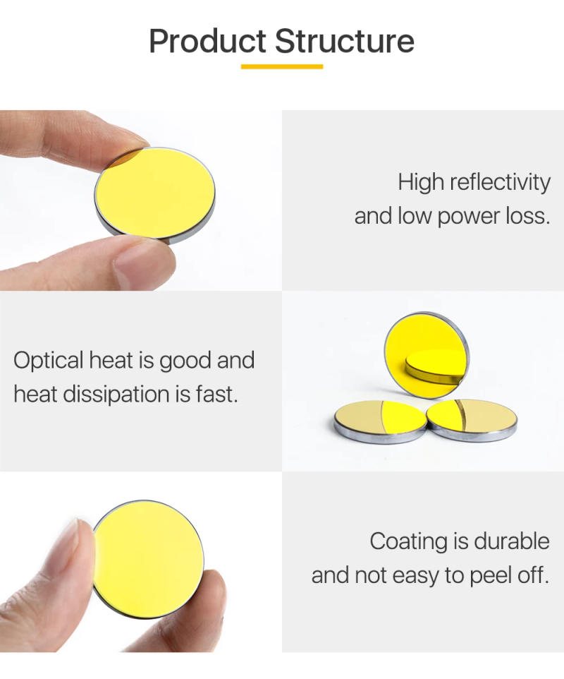 Description Picture 4 of itemCloudray Co2 Laser Si reflective Mirrors for Laser Engraver Gold-Plated Silicon Reflector Lenses Dia. 19 20 25 30 38.1 mm