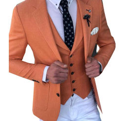 Mens Suits For Groom Tuxedos Slim Fit Notched Lapel Blazer Three Piece Business Suits Jacket Pants Vest Man Tailor Made Costume