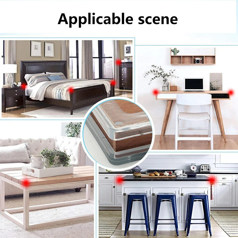 Description Picture 3 of itemAnti-collision Glass Table Protection Clear PVC Furniture Table Desk Corner Edge Cushion Guard Protector Table Corner Cover