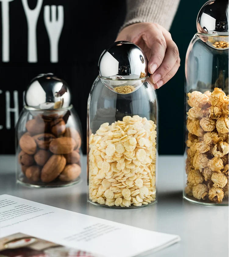 Description Picture 5 of itemGolden Cork Cover Glass Storage Jar Kitchen Food Storage Container Coffee Bean Tea Can Sundries Storage Bottle Home Decoration