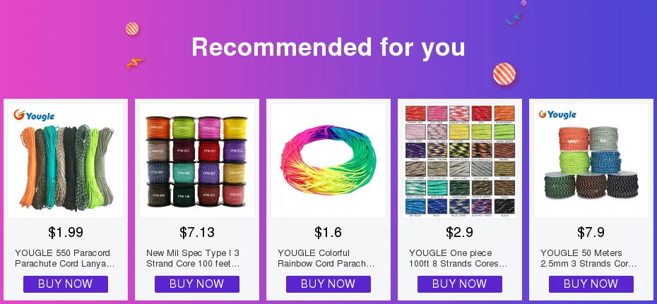 Description Picture 4 of itemYOUGLE Glow in the dark Luminous Paracord Parachute Cord Lanyard Rope 100 ft (31m) 9 Strands Cores