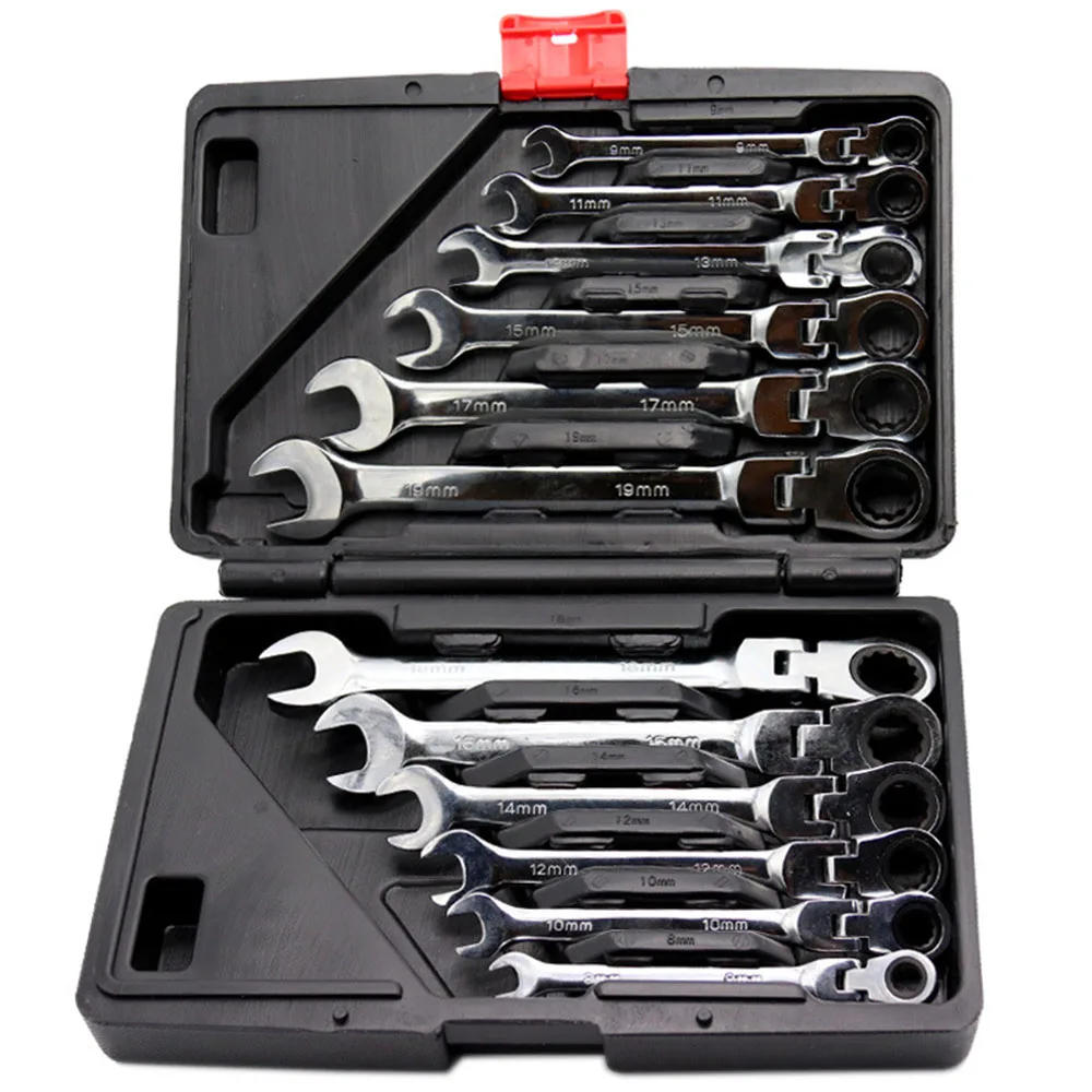 Description Picture 2 of item1 Pcs Metric Flex-Head Ratcheting Wrench , Chrome Vanadium Steel, Ratcheting Combination Wrench  Key Wrench for Car Maintenance