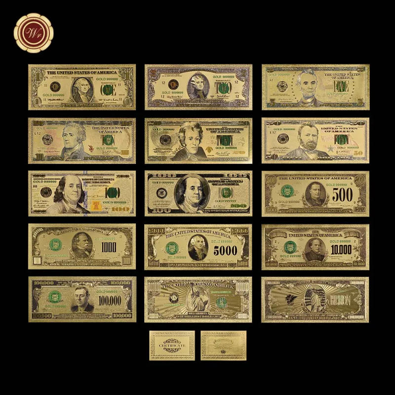Description Picture 5 of item24k Colour Gold Banknote Rare America Set 1899&1901 Edition Paper Money Plated Colour Gold Paper Collection Business Gift