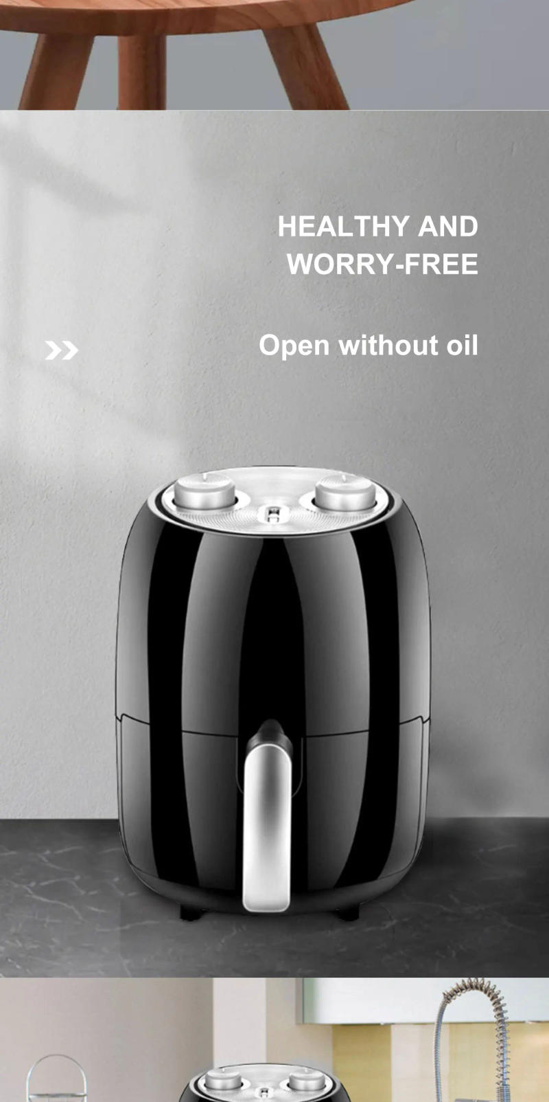 Description Picture 3 of itemElectric Fryer Oil Free Chicken Wing French Fries Frying Machine 220V Black Food Fries Machine For Home And Kitchen