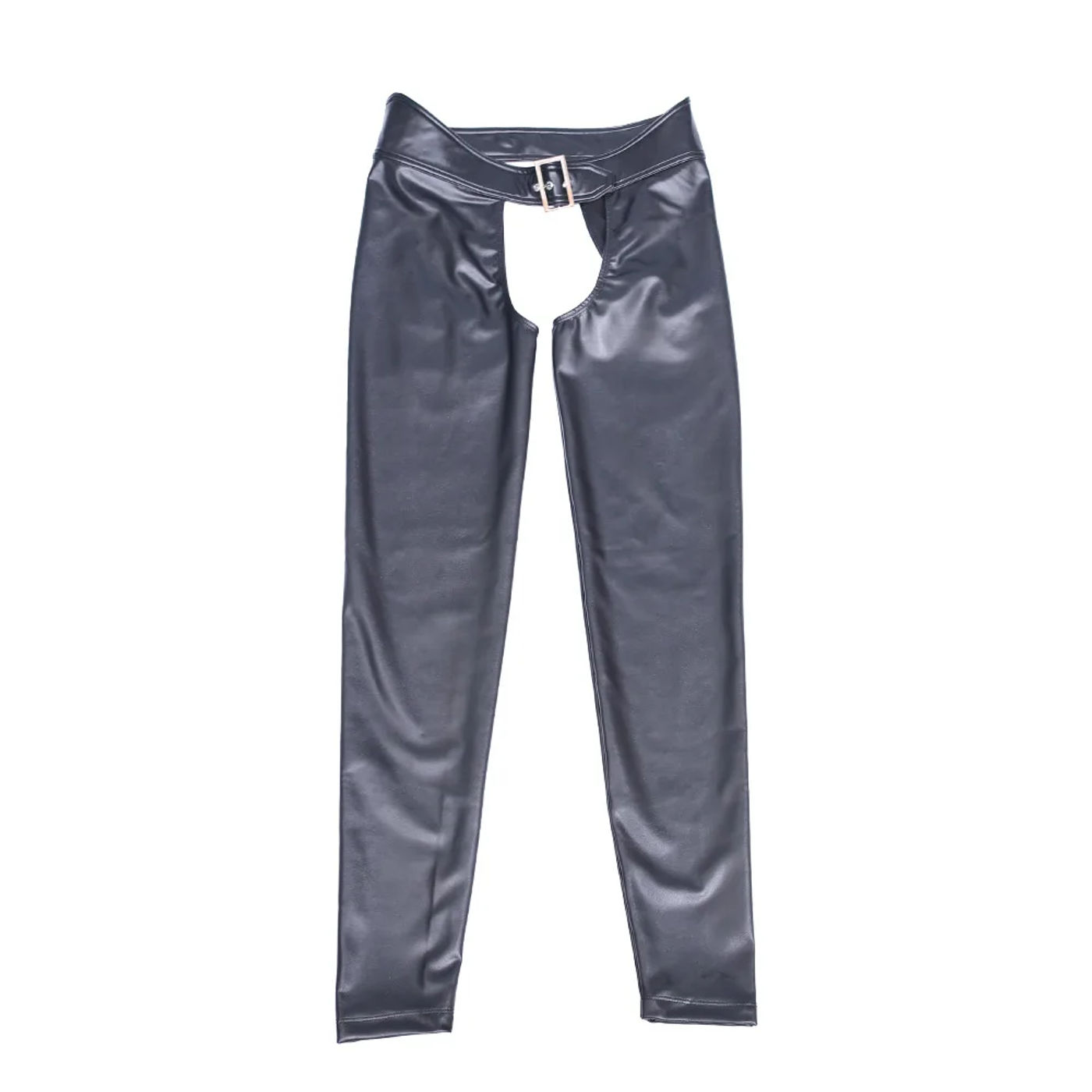 Description Picture 5 of itemJapanese Man Open Crotch Skinny Stage Pants PVC Faux Leather Low Waist Donot Take Off Crotchless Trousers Separates Legs Legging