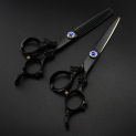 professional Japan 440c 6 '' black dragon hair cutting scissors haircut thinning barber haircutting shears Hairdresser scissors