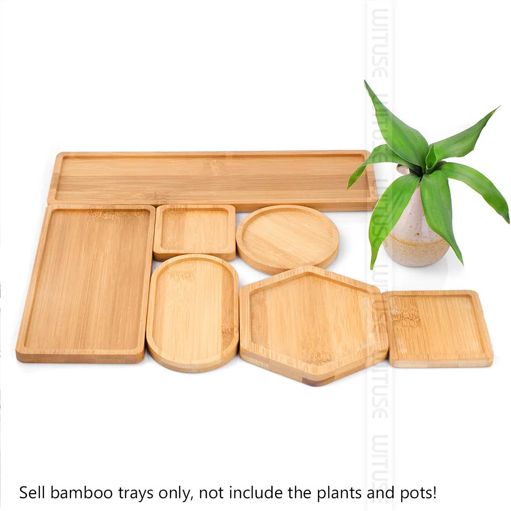 Description Picture 5 of itemFlower Pots Nursery Planter Bamboo Tray Anti-Fade 14 Style Round Square Minimalism Holder Home Decor Gardening Supply Wood Rural