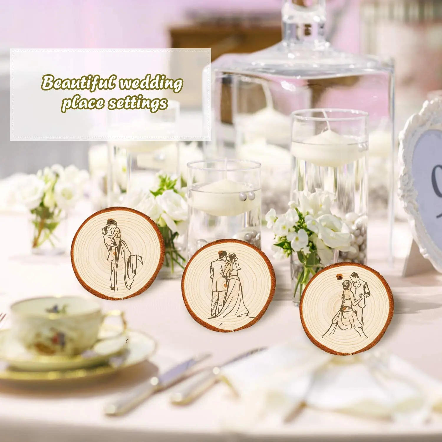 Description Picture 2 of item3-16CM Thick Natural Pine Round Unfinished Wood Slices Circles With Tree Bark Log Discs DIY Crafts Wedding Party Painting 1-10pc