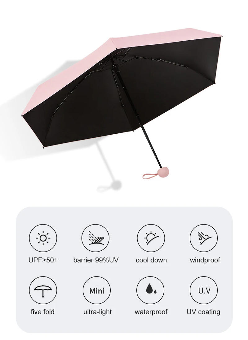 Description Picture 6 of itemWomen Mini Umbrella Windproof Colorful Pocket Umbrellas Rain Anti UV Sun Protection Parasol Kids 6K Small Umbrellas Guarda Chuva