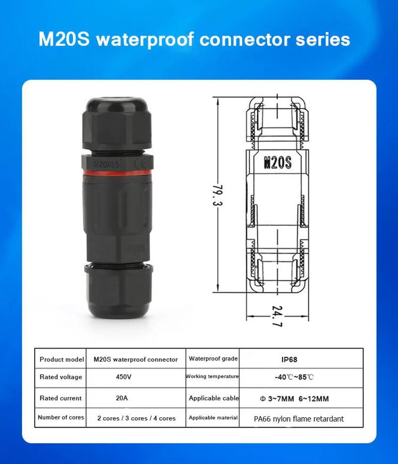 Description Picture 6 of itemIP68 Waterproof Electrical Connector Type Wire And Cable Quick Connector 2/3/4/5PIN Outdoor LED Lighting Sealed Connector 1PCS