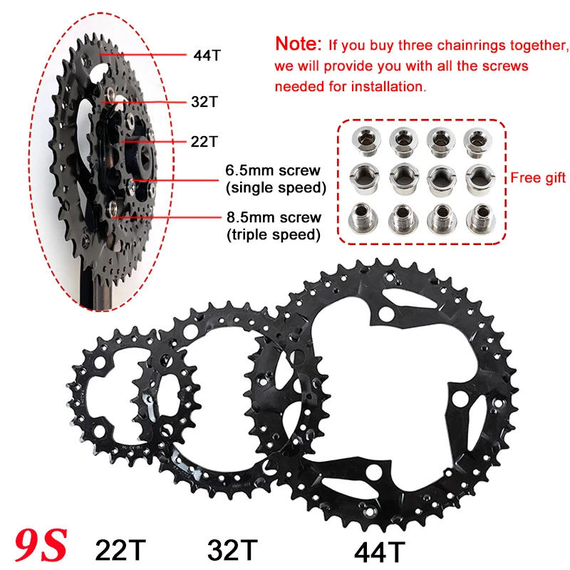 Description Picture 2 of item104/64BCD MTB Chainring 3*9Speed 3*10speed Bicycle Chainring 22T 24T 32T 42T 44T Mountain Bike Chainwheel Bike Crankset Part