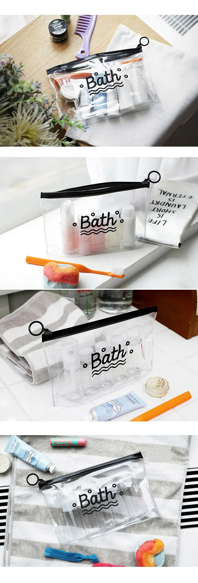 Description Picture 4 of itemFashion Women Transparent Cosmetic Bag Large Clear PVC Makeup Bag Case Waterproof Travel Toiletry Organizer Storage Wash Pouch