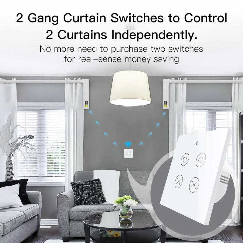 Description Picture 4 of itemMOES Tuya Smart Life WiFi RF 2 Gang Double Curtain Blind Switch for Roller Shutter Electric Motor With Google Home Alexa