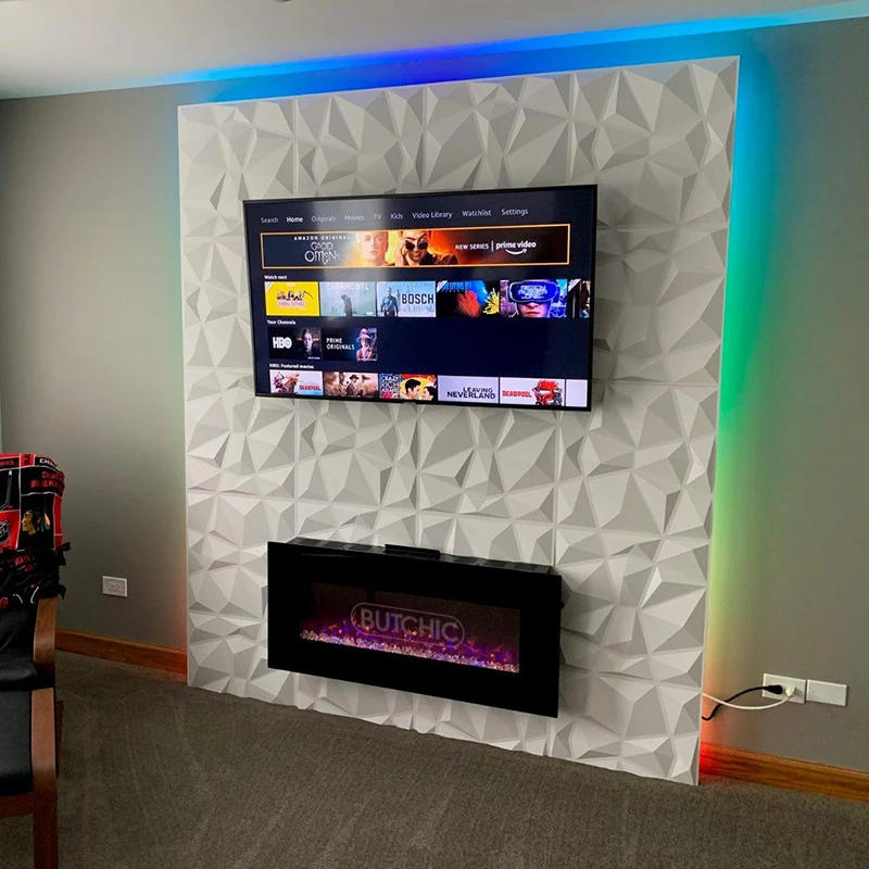 Description Picture 2 of item12pcs/lot 50x50cm 3D Wall Panel 3D wall stickers Relief Wall Panel Stickers Living Room Kitchen Bedroom Home Decor Party back