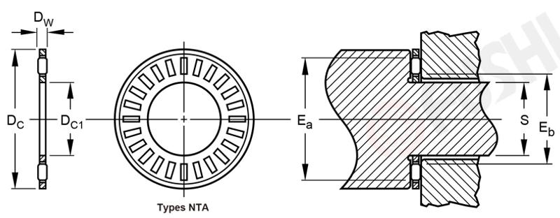 Description Picture 4 of itemNTA411 + TRA Inch Thrust Needle Roller Bearing With Two TRA411 Washers 6.35*17.45*1.984 mm ( 5 PCS ) TC411 NTA 411 Bearings