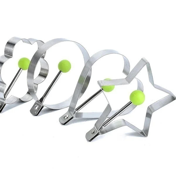 Description Picture 4 of itemHand Stainless Steel Heart/Star/Circle/Flower Shaper Fried Egg & Pancake Rings Mould , Home Omelette Gadgets for Egg Cooker