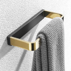 Towel Ring Gold Black Wall Mounted Bathroom Towel Rack Solid Brass Material Square Brush Gold