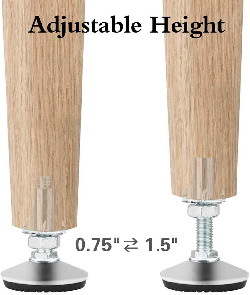 Description Picture 2 of item4Pcs/Set Adjustable Leveling Feet,with T Nut Bolt 50mm Furniture Foot For Cabinet Restaurant Table Chair Self Levelers