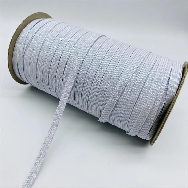 Description Picture 4 of item5yards 6mm Glitter Elastic Ribbon Sewing Elastic Band Fiat Rubber Band For Waist Band Stretch Rope Elastic Ribbon