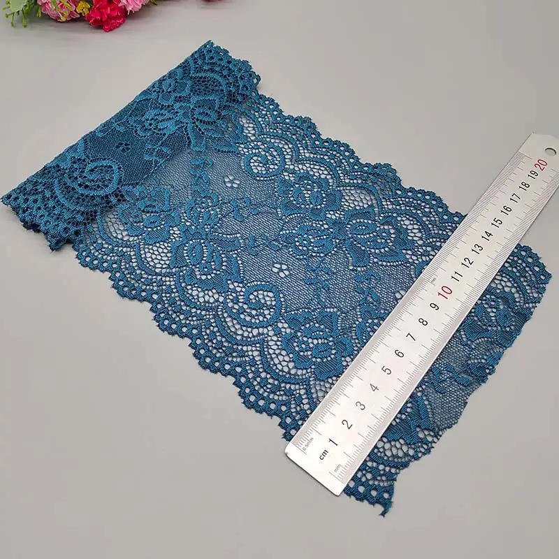 Description Picture 2 of itemNew 1Yard Flower Pattern 15CM Wide Elastic Lace Fabric Ribbon Lace Trim Ribbon Diy Craft Fabric Width African Fabrics Stretch