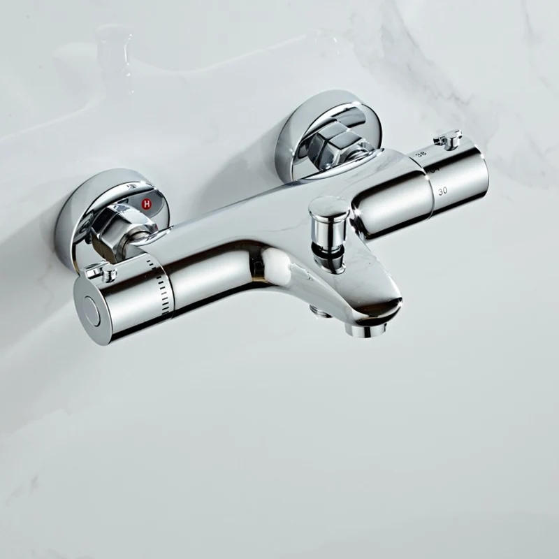 Description Picture 5 of itemThermostatic Bath Shower Control Valve Bottom Faucet Wall Mounted Hot And Cold Brass Bathroom Mixer Bathtub Tap Shower Mixer Tap